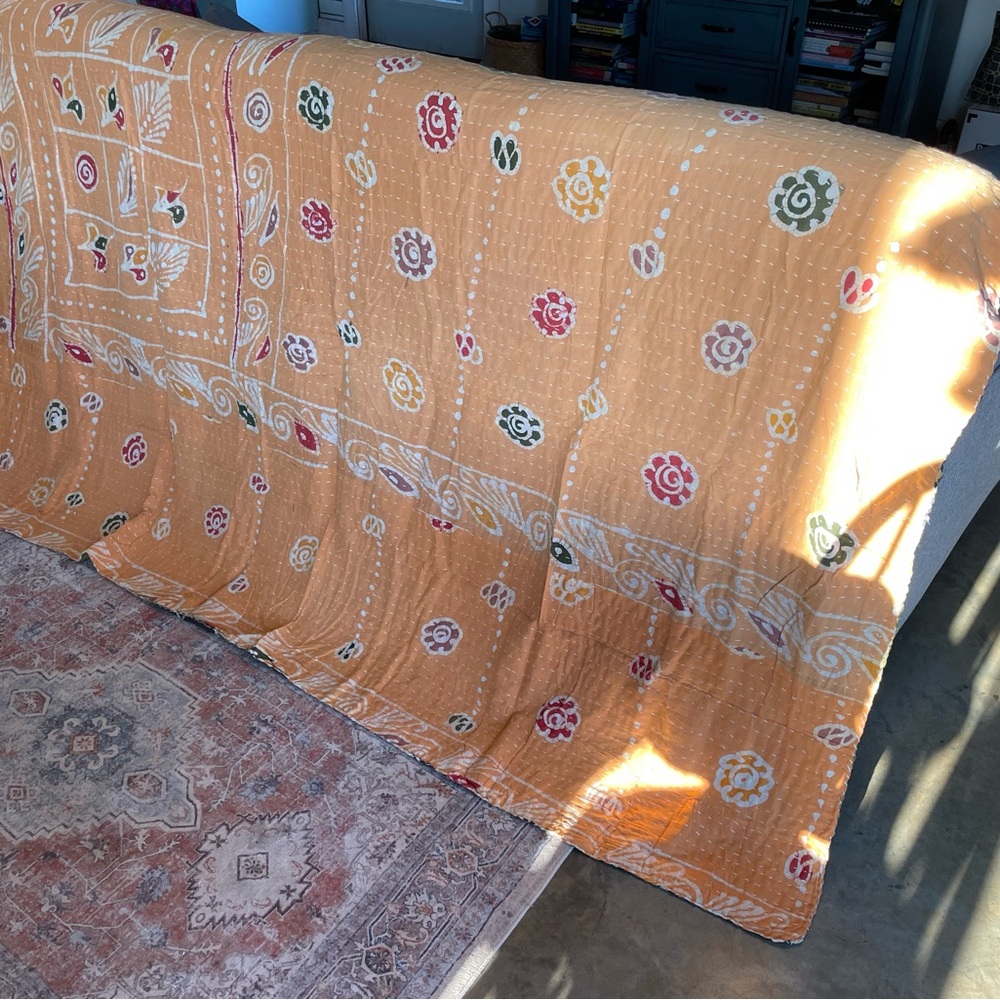 Twin 85x55 Kantha Handmade Quilt Boho Festival Hippie 100% Cotton Brand New